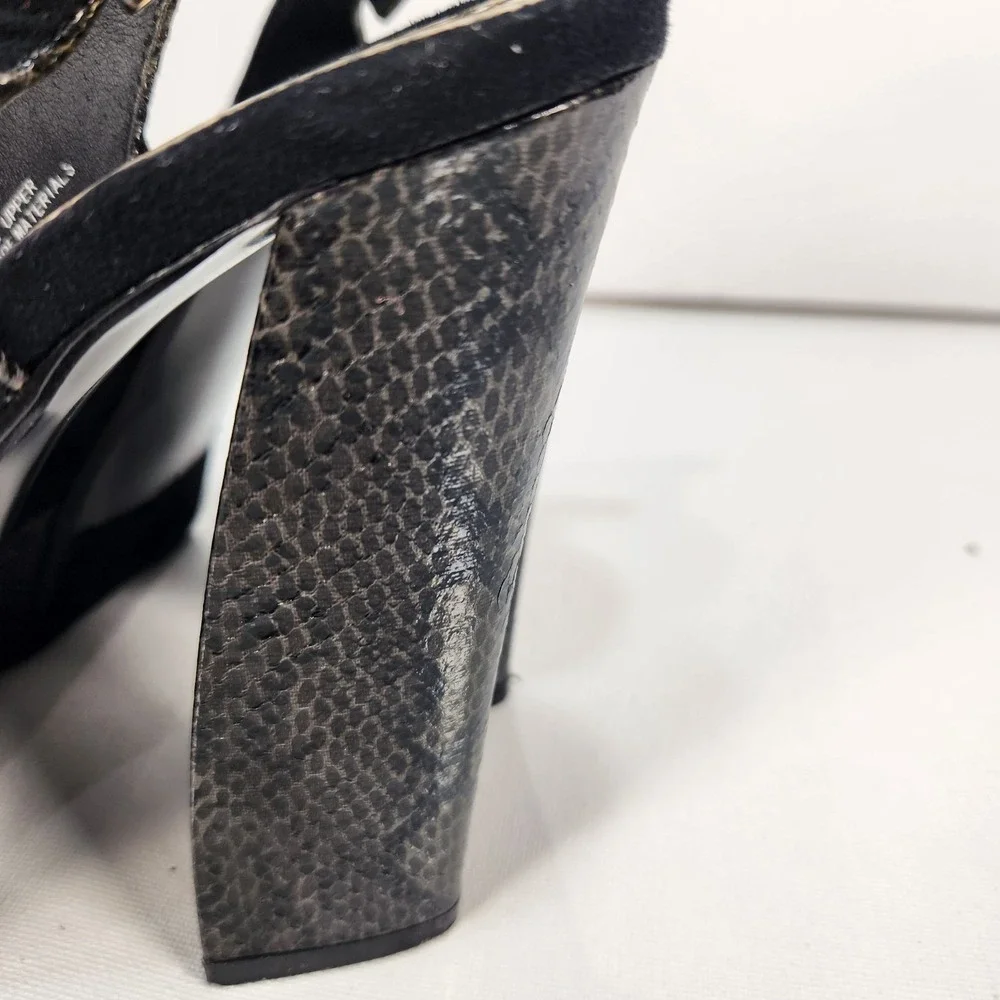 Madeline Girl Womens Heels Size 10M Black / Snakeskin Block Heel